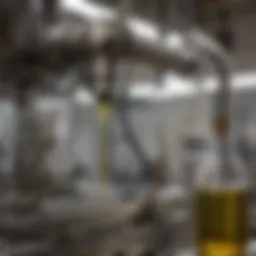 A close-up view of olive oil extraction machinery showcasing its advanced technology.