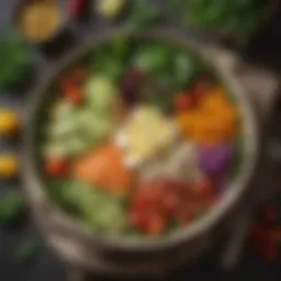 A vibrant salad bowl showcasing a variety of fresh greens, colorful vegetables, and nutritious toppings.