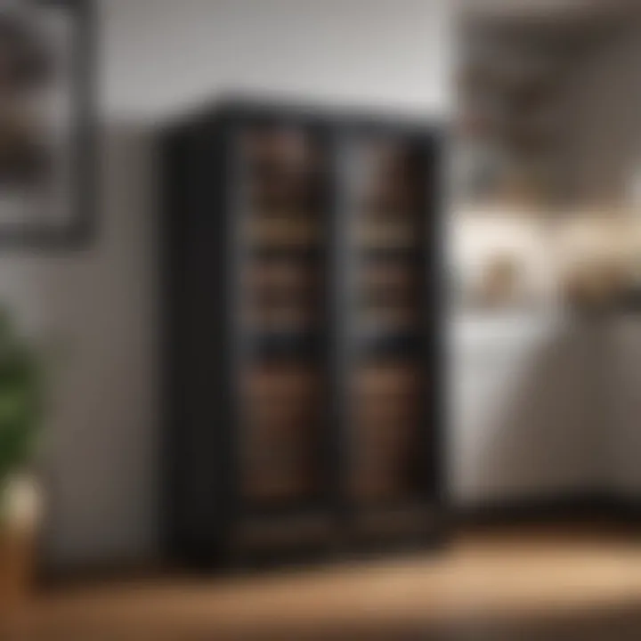 Stylish home setting featuring a wine fridge