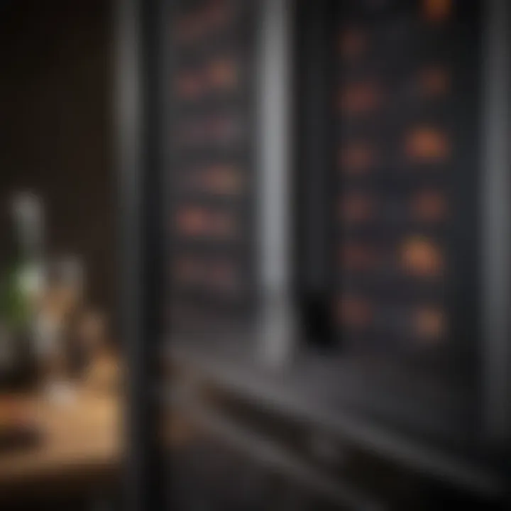 Close-up of temperature control settings on a wine fridge