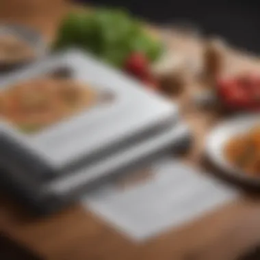 Binder vs. Digital Solutions A comparison between a physical binder and a digital device displaying recipes