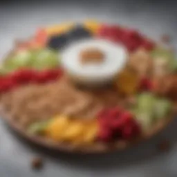 A beautifully arranged platter of nutritious nighttime snacks including nuts, fruits, and yogurt.