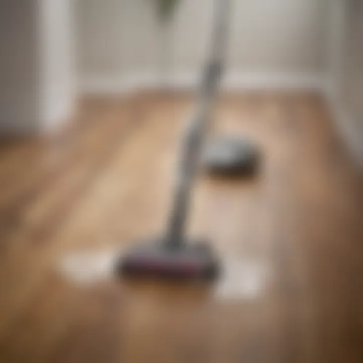 User effortlessly utilizing the Shark vacuum steam cleaner combo on hardwood floors