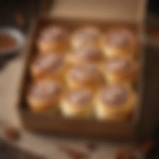 Cinnamon rolls beautifully arranged in a box