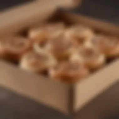 Secured Shipping Box for Fresh Cinnamon Rolls A well-sealed box ready for shipping