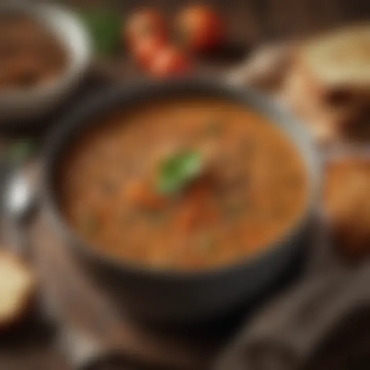 A delicious lentil soup served in a bowl