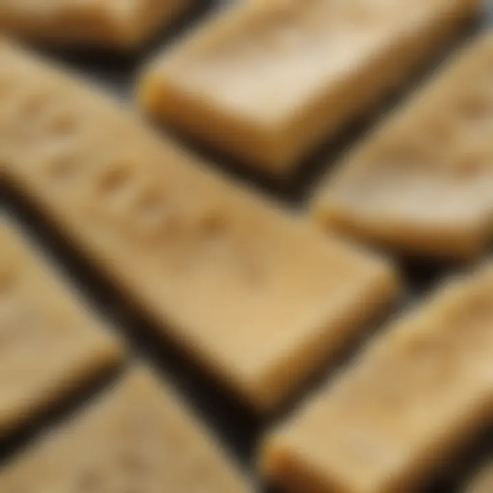 Close-up of sliced Parmesan cheese highlighting its texture and color variations