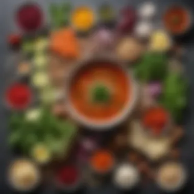 Diverse Ingredients for Soup Diet An array of colorful, healthy soup ingredients laid out on a countertop.
