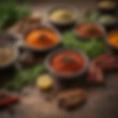 Herbs and Spices for Tandoor Cooking Close-up of various herbs and spices used in tandoor cooking