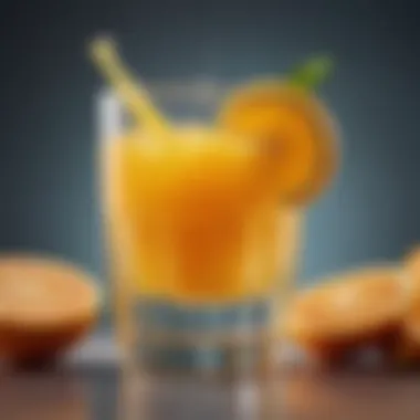 Vibrant Citrus Delight Freshly squeezed citrus juice in a clear glass.