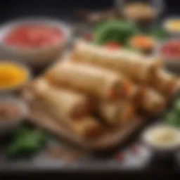 An assortment of fresh ingredients for egg rolls