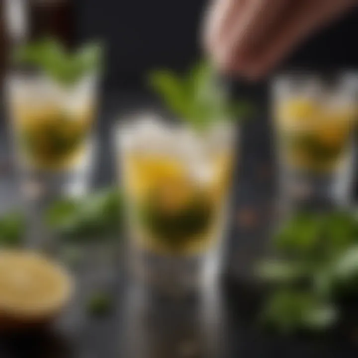 Artistic arrangement of garnishes for an exquisite julep drink