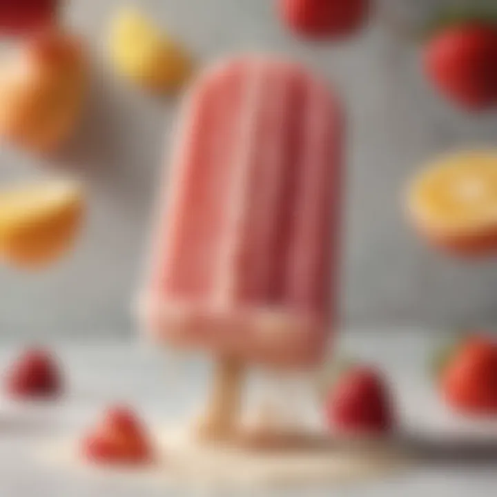 Close-up of a creamy fruit popsicle showcasing texture