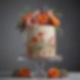 An exquisite wedding cake adorned with floral designs and intricate details