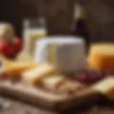 Artisan cheese selection displayed elegantly on a wooden board