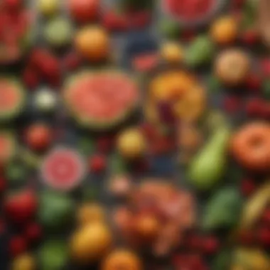 Vibrant Nutrition Choices Colorful array of fresh fruits and vegetables on a table