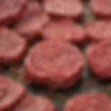 Close-up view of spoiled ground beef showing discoloration and texture changes.