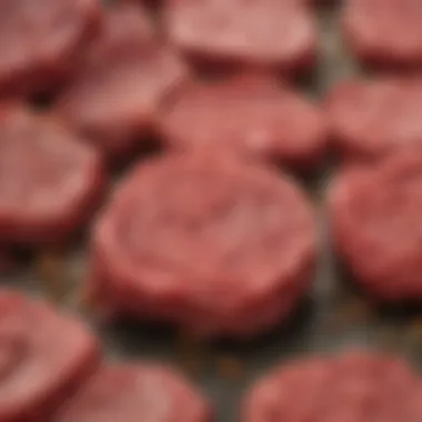 Close-up view of spoiled ground beef showing discoloration and texture changes.