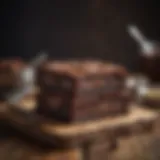 Decadent chocolate brownies on a rustic wooden table