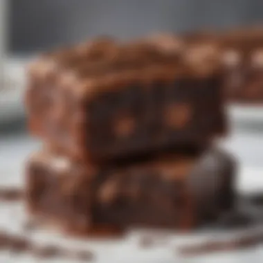 Gooey Brownies with Chocolate Drizzle Close-up of gooey brownies with a chocolate drizzle