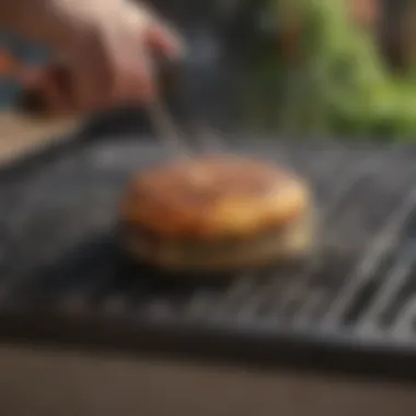 An effective BBQ scrubber removing grime from a grill surface.