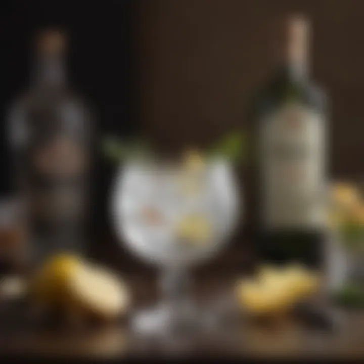 A beautifully arranged gin cocktail with garnishes