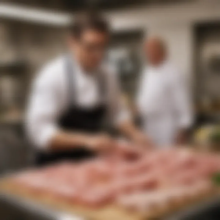 Chef selecting high-quality fresh cod fillets