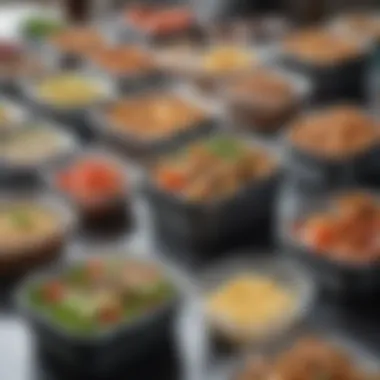 Stylish Pre-Made Lunches An elegant arrangement of pre-made lunches in stylish containers