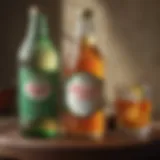 A vintage bottle of Canada Dry ginger ale with a whiskey glass beside it.