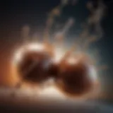 Caffeine molecules interacting with glucose