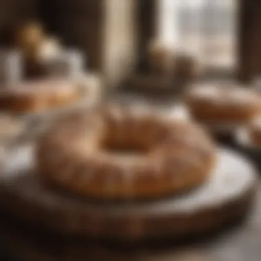 Artisanal Display of O&H Bakery Kringle An elegant display of O&H Bakery's kringle in a rustic setting, highlighting its artisanal quality.