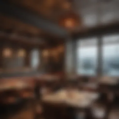 Dining Ambiance in Boston's Fish Restaurants An elegant seafood restaurant interior with nautical decor