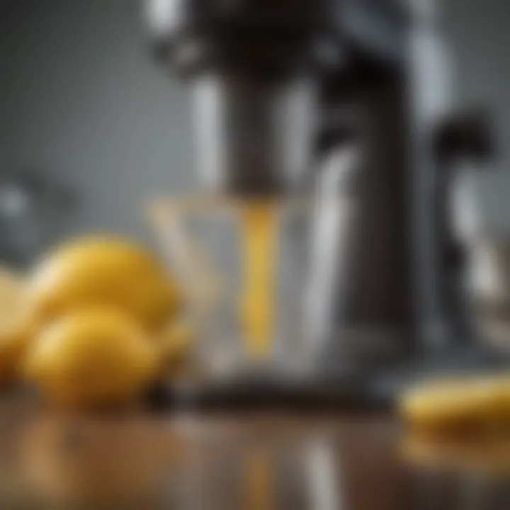 Close-up of lemon juicer maintenance tools