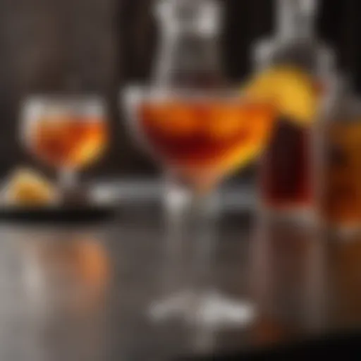 A perfectly crafted Manhattan cocktail in an elegant glass, showcasing its rich amber color.