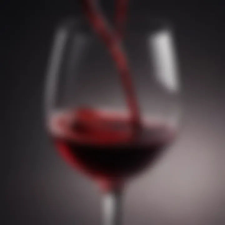 Close-up view of a glass of red wine showcasing its rich color