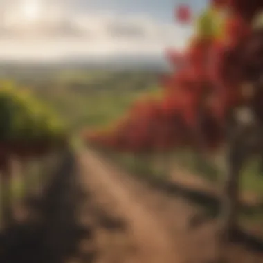 A vineyard landscape depicting the origin of red wine grapes