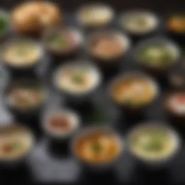 An array of miso soup variations showcased on a table