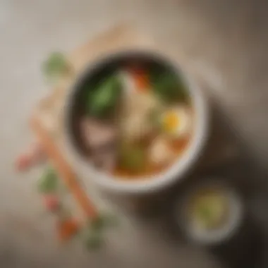 Vibrant Bowl of Miso Soup A vibrant bowl of miso soup adorned with fresh ingredients