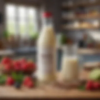 Ingredients for Homemade Kefir A vibrant kitchen scene with ingredients for homemade kefir preparation