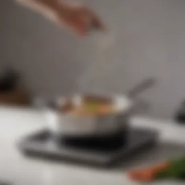 Modern Induction-Ready Cookware An innovative induction-ready pot demonstrating modern technology in cookware