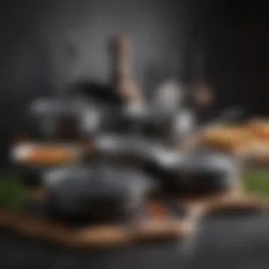 Sleek Non-Stick Cookware Collection A collection of non-stick pans featuring a sleek design for effortless food release