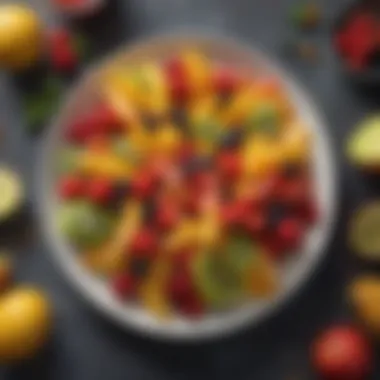 A selection of exotic fruits beautifully arranged on a plate