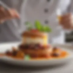 A gourmet meal artfully arranged on a plate showcasing culinary expertise.
