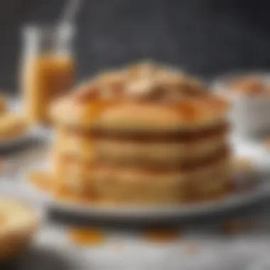 Almond Flour Pancakes with Sugar-Free Syrup A close-up of fluffy almond flour pancakes drizzled with sugar-free syrup.