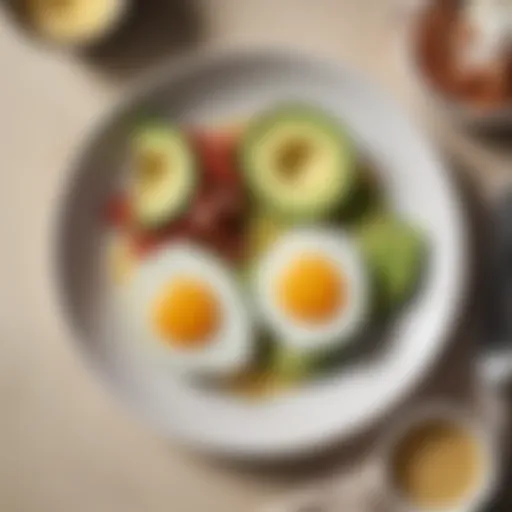 A vibrant avocado and egg breakfast plate showcasing ketogenic ingredients.