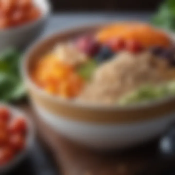 A bowl featuring seasonal produce and grains, reflecting a healthy lifestyle.