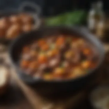 The Essence of Stew: A Culinary Masterpiece A rich, aromatic stew simmering in a pot, showcasing vibrant ingredients.