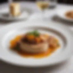 Elegant presentation of food on a white plate