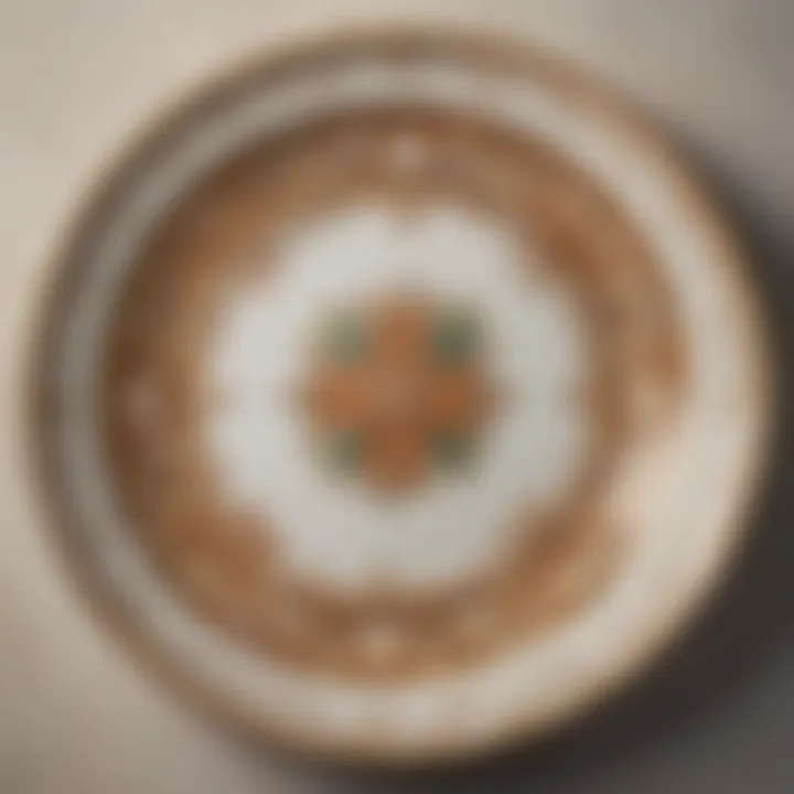 Close-up view of intricate patterns on a vintage plate