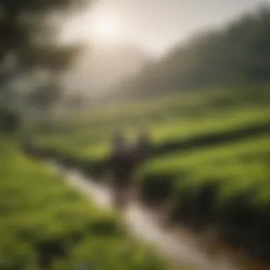 Sustainable Tea Plantation Practices A picturesque tea plantation showcasing sustainable farming practices